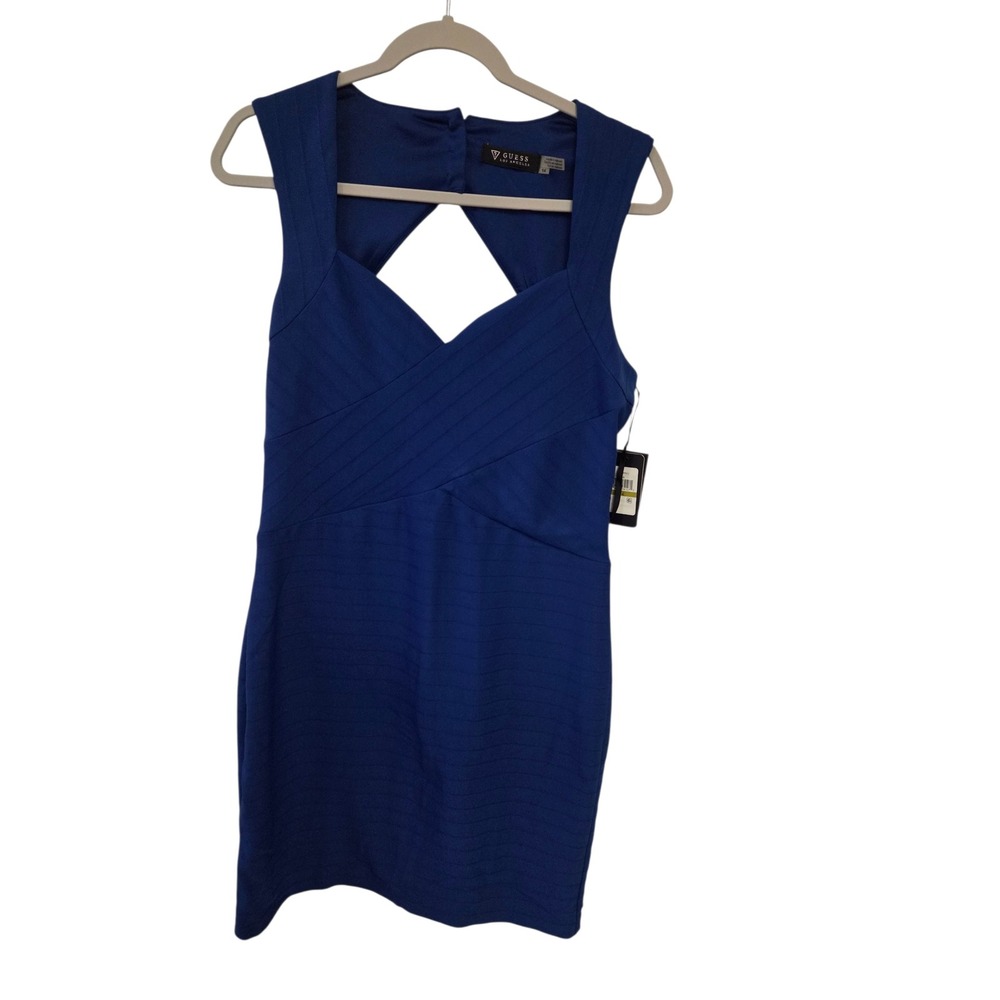 Guess Royal Blue Bandage Bodycon Dress Sleeveless Cutout Back Size 14 NEW